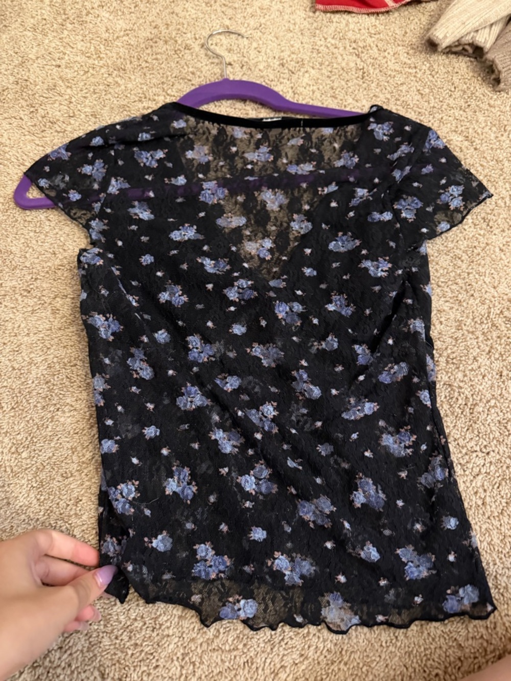 Urban Outfitters Lace Floral Tie-Front Tops — Black/Blue & Cream/Orange - Picture 7 of 7